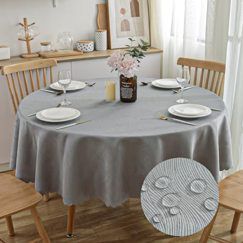 SPRICA Mittelgrau Runde Jacquard-Tischdecke Rund 160cm Durchmesser, wasserabweisend, einfarbig, schwere & weiche Qualität, Wasserfluss-Musterdesign, maschinenwachbar SPRICA Mittelgrau Runde Jacquard-Tischdecke Rund 160cm Durchmesser, wasserabweisend, einfarbig, schwere & weiche Qualität, Wasserfluss-Musterdesign, maschinenwachbar von SPRICA