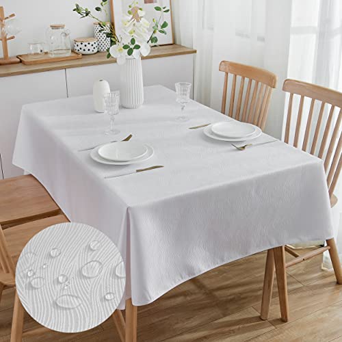 SPRICA Weiß Jacquard-Tischdecke Rechteckige 300x150cm, wasserabweisend, einfarbig, hochwertig & weich, Wasserfluss-Musterdesign, maschinenwachbar SPRICA Weiß Jacquard-Tischdecke Rechteckige 300x150cm, wasserabweisend, einfarbig, hochwertig & weich, Wasserfluss-Musterdesign, maschinenwachbar von SPRICA