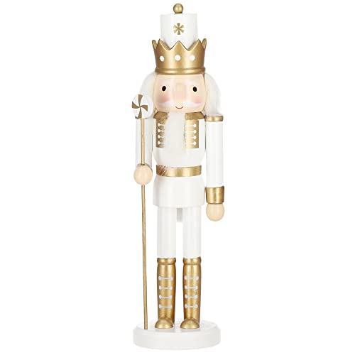 SPRINGOS Dekofigur Nussknacker Figur aus Holz König mit Zepter 30,5 cm Weihnachtsdekoration Holzfigur von SPRINGOS