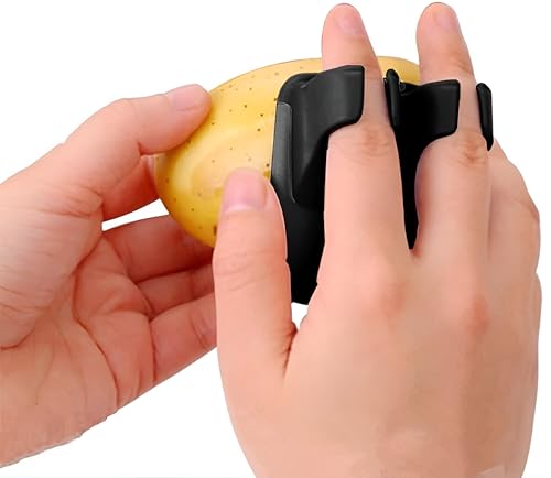 Sprint4deals Finger-Gemüse- und Obstschäler, ergonomischer Griff für einfaches Schälen von Kartoffeln, Karotten, Apfeln, Gurken, mit komfortablem Handgummigriff, Küchenhelfer (1 Stück, Schwarz & Grau) von SPRINT4DEALS
