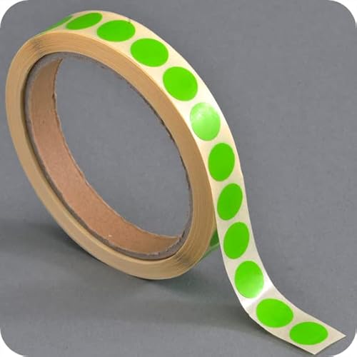 SPRINTIS Markierungspunkte 13mm, 1000 Klebepunkte auf Rolle, selbstklebender Markierungspunkt aus Papier (hellgrün) von SPRINTIS