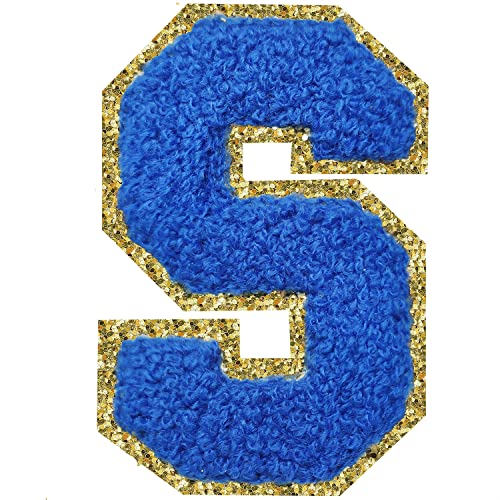 Buchstaben-Flicken mit Varsity-Glitzer, Chenille, SPRT zum Aufbügeln, dunkelblau, Buchstaben-Aufnäher, Alphabet-Stoffaufnäher für Team-Kostüm, Kleidung, Taschen, Kleid, Schuhe, Hüte, Dekoration, 7,9 von SPRT