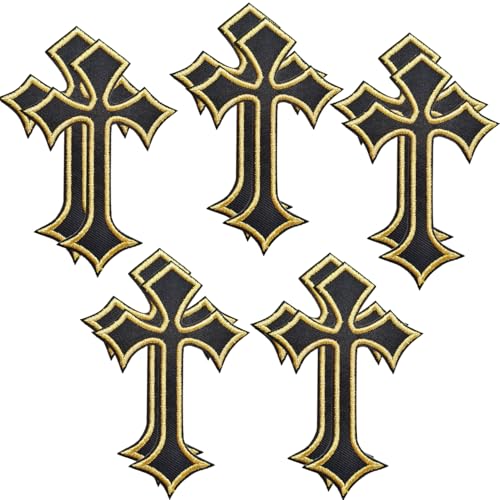 Kreuz-Aufnäher zum Aufbügeln, 10 Stück SPRT Kreuz, bestickte Flicken mit Goldrand, Applikation für Kleidung, Jacken, Rucksäcke, Jeans Kreuz-Aufnäher zum Aufbügeln, 10 Stück SPRT Kreuz, bestickte Flicken mit Goldrand, Applikation für Kleidung, Jacken, Rucksäcke, Jeans von SPRT