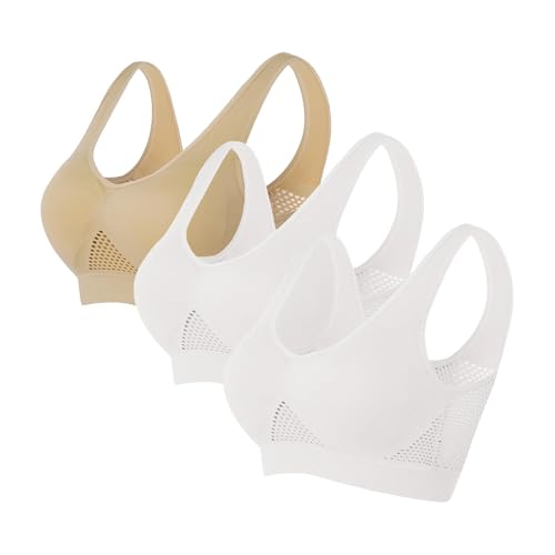 3er-Pack Push-up-Sport-BHs für Damen, drahtlose Yoga-BHs mit abnehmbaren Pads, Sommer, Netzstoff, atmungsaktiv, bequem, Multipack, nahtloser BH, Weste, bauchfreie Tops für Yoga, Laufen, Joggen 3er-Pack Push-up-Sport-BHs für Damen, drahtlose Yoga-BHs mit abnehmbaren Pads, Sommer, Netzstoff, atmungsaktiv, bequem, Multipack, nahtloser BH, Weste, bauchfreie Tops für Yoga, Laufen, Joggen von SPSMOKH