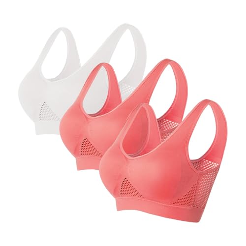 3er-Pack Push-up-Sport-BHs für Damen, drahtlose Yoga-BHs mit abnehmbaren Pads, Sommer, Netzstoff, atmungsaktiv, bequem, Multipack, nahtloser BH, Weste, bauchfreie Tops für Yoga, Laufen, Joggen 3er-Pack Push-up-Sport-BHs für Damen, drahtlose Yoga-BHs mit abnehmbaren Pads, Sommer, Netzstoff, atmungsaktiv, bequem, Multipack, nahtloser BH, Weste, bauchfreie Tops für Yoga, Laufen, Joggen von SPSMOKH