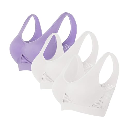 3er-Pack Push-up-Sport-BHs für Damen, drahtlose Yoga-BHs mit abnehmbaren Pads, Sommer, Netzstoff, atmungsaktiv, bequem, Multipack, nahtloser BH, Weste, bauchfreie Tops für Yoga, Laufen, Joggen 3er-Pack Push-up-Sport-BHs für Damen, drahtlose Yoga-BHs mit abnehmbaren Pads, Sommer, Netzstoff, atmungsaktiv, bequem, Multipack, nahtloser BH, Weste, bauchfreie Tops für Yoga, Laufen, Joggen von SPSMOKH