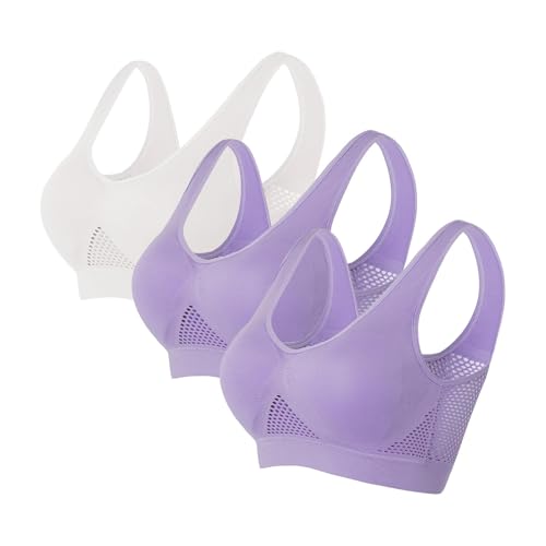 3er-Pack Push-up-Sport-BHs für Damen, drahtlose Yoga-BHs mit abnehmbaren Pads, Sommer, Netzstoff, atmungsaktiv, bequem, Multipack, nahtloser BH, Weste, bauchfreie Tops für Yoga, Laufen, Joggen 3er-Pack Push-up-Sport-BHs für Damen, drahtlose Yoga-BHs mit abnehmbaren Pads, Sommer, Netzstoff, atmungsaktiv, bequem, Multipack, nahtloser BH, Weste, bauchfreie Tops für Yoga, Laufen, Joggen von SPSMOKH