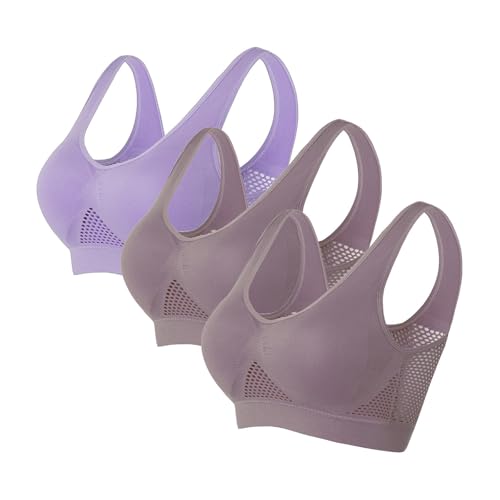 3er-Pack Push-up-Sport-BHs für Damen, drahtlose Yoga-BHs mit abnehmbaren Pads, Sommer, Netzstoff, atmungsaktiv, bequem, Multipack, nahtloser BH, Weste, bauchfreie Tops für Yoga, Laufen, Joggen 3er-Pack Push-up-Sport-BHs für Damen, drahtlose Yoga-BHs mit abnehmbaren Pads, Sommer, Netzstoff, atmungsaktiv, bequem, Multipack, nahtloser BH, Weste, bauchfreie Tops für Yoga, Laufen, Joggen von SPSMOKH