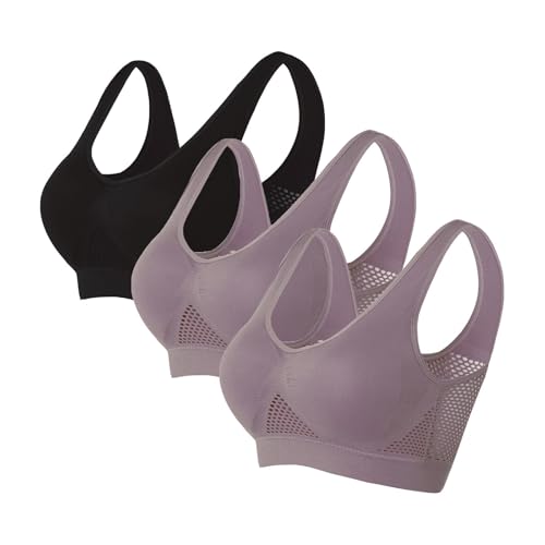 3er-Pack Push-up-Sport-BHs für Damen, drahtlose Yoga-BHs mit herausnehmbaren Pads, Sommer, Netzstoff, atmungsaktiv, bequem, Multipack, nahtloser BH, Weste, bauchfreie Tops für Yoga, Laufen, Joggen 3er-Pack Push-up-Sport-BHs für Damen, drahtlose Yoga-BHs mit herausnehmbaren Pads, Sommer, Netzstoff, atmungsaktiv, bequem, Multipack, nahtloser BH, Weste, bauchfreie Tops für Yoga, Laufen, Joggen von SPSMOKH