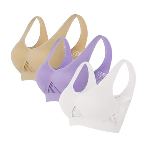 3er-Pack Push-up-Sport-BHs für Damen, drahtlose Yoga-BHs mit herausnehmbaren Pads, Sommer, Netzstoff, atmungsaktiv, bequem, Multipack, nahtloser BH, Weste, bauchfreie Tops für Yoga, Laufen, Joggen 3er-Pack Push-up-Sport-BHs für Damen, drahtlose Yoga-BHs mit herausnehmbaren Pads, Sommer, Netzstoff, atmungsaktiv, bequem, Multipack, nahtloser BH, Weste, bauchfreie Tops für Yoga, Laufen, Joggen von SPSMOKH
