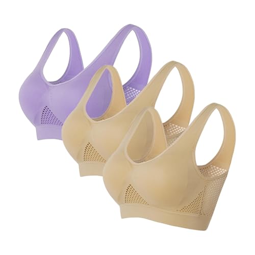 3er-Pack Push-up-Sport-BHs für Damen, drahtlose Yoga-BHs mit herausnehmbaren Pads, Sommer, Netzstoff, atmungsaktiv, bequem, Multipack, nahtloser BH, Weste, bauchfreie Tops für Yoga, Laufen, Joggen 3er-Pack Push-up-Sport-BHs für Damen, drahtlose Yoga-BHs mit herausnehmbaren Pads, Sommer, Netzstoff, atmungsaktiv, bequem, Multipack, nahtloser BH, Weste, bauchfreie Tops für Yoga, Laufen, Joggen von SPSMOKH