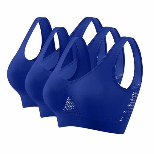 SPSMOKH 3er-Pack Damen-Sport-BHs – drahtlose Yoga-BHs mit abnehmbaren Pads, Sommer, Netzstoff, atmungsaktiv, bequem, nahtlos, BH, Weste, bauchfreie Tops für Yoga, Laufen, Joggen, Fitnessstudio (blau SPSMOKH 3er-Pack Damen-Sport-BHs – drahtlose Yoga-BHs mit abnehmbaren Pads, Sommer, Netzstoff, atmungsaktiv, bequem, nahtlos, BH, Weste, bauchfreie Tops für Yoga, Laufen, Joggen, Fitnessstudio (blau von SPSMOKH