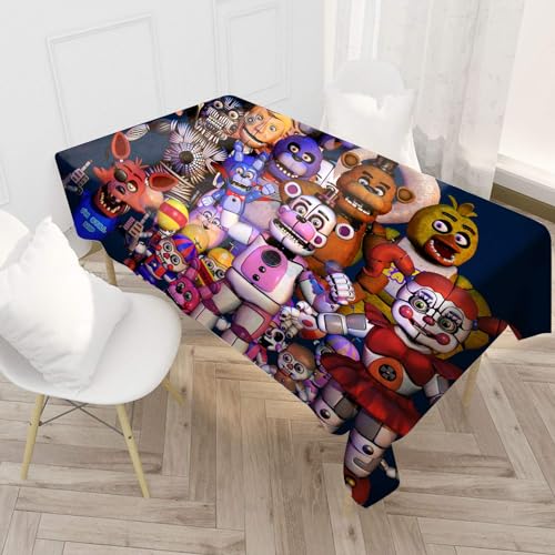 SPSMOKH FNAF Tischdecke, Anime-Tischdecke, rechteckig, waschbar, Campingtuch, Stranddecke, Baumwoll-Leinen, Tischdecke, 140 x 180 cm (2, 90 x 140 cm) von SPSMOKH