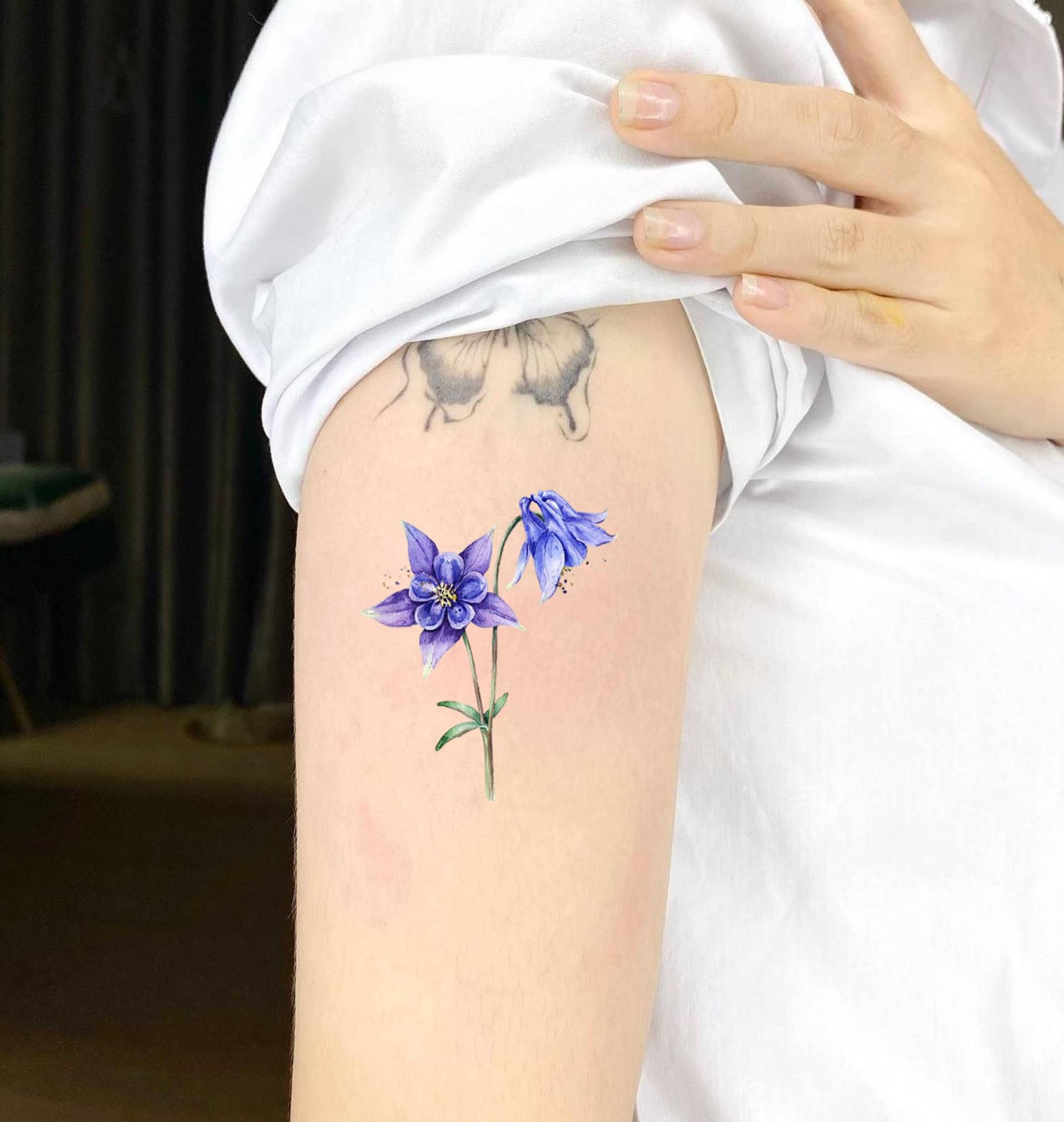 Akelei Blume Temporäres Tattoo, Ancolie Tattoo Künstler Geschenk, Floral Wasserdichtes Tattoo-Liebhaber Blumen von SPatrickStore