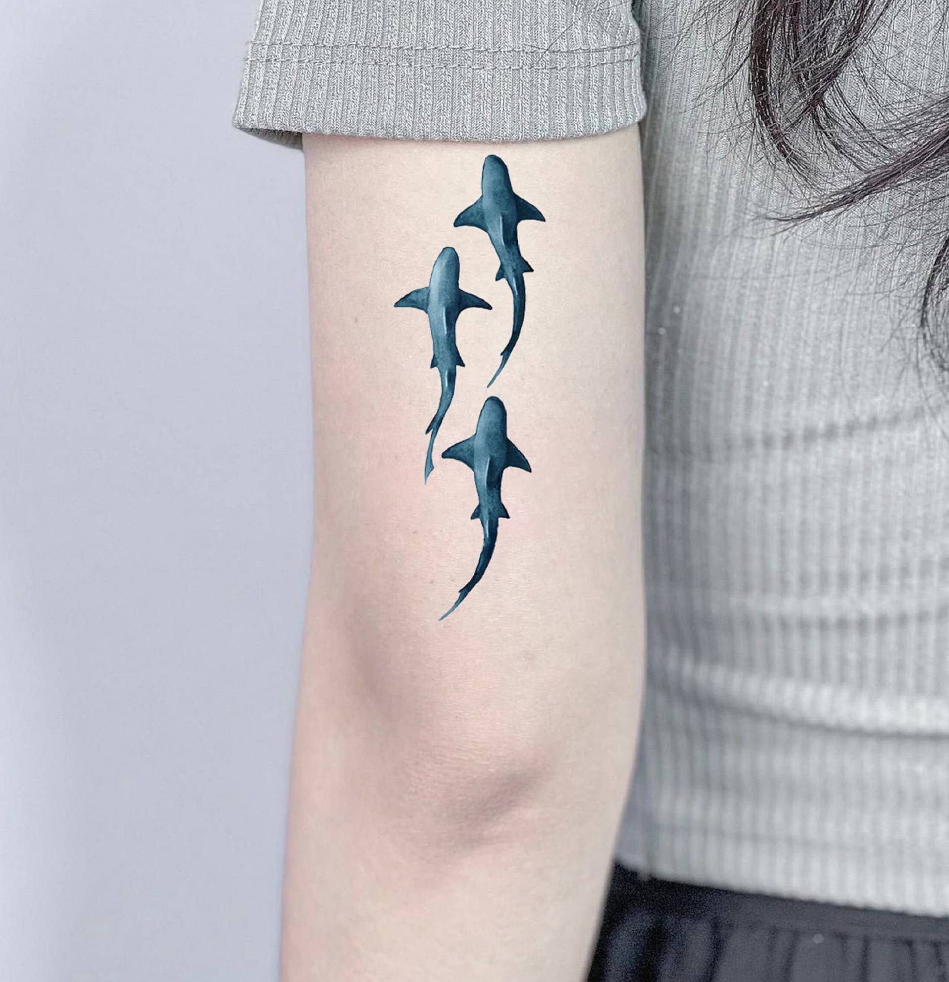 Blauer Hai Temporäres Tattoo, Fake Tattoo Artist Geschenke, Festival Wasserdichtes Geschenk Für Tattoo-Liebhaber, Tattoo-Aufkleber von SPatrickStore