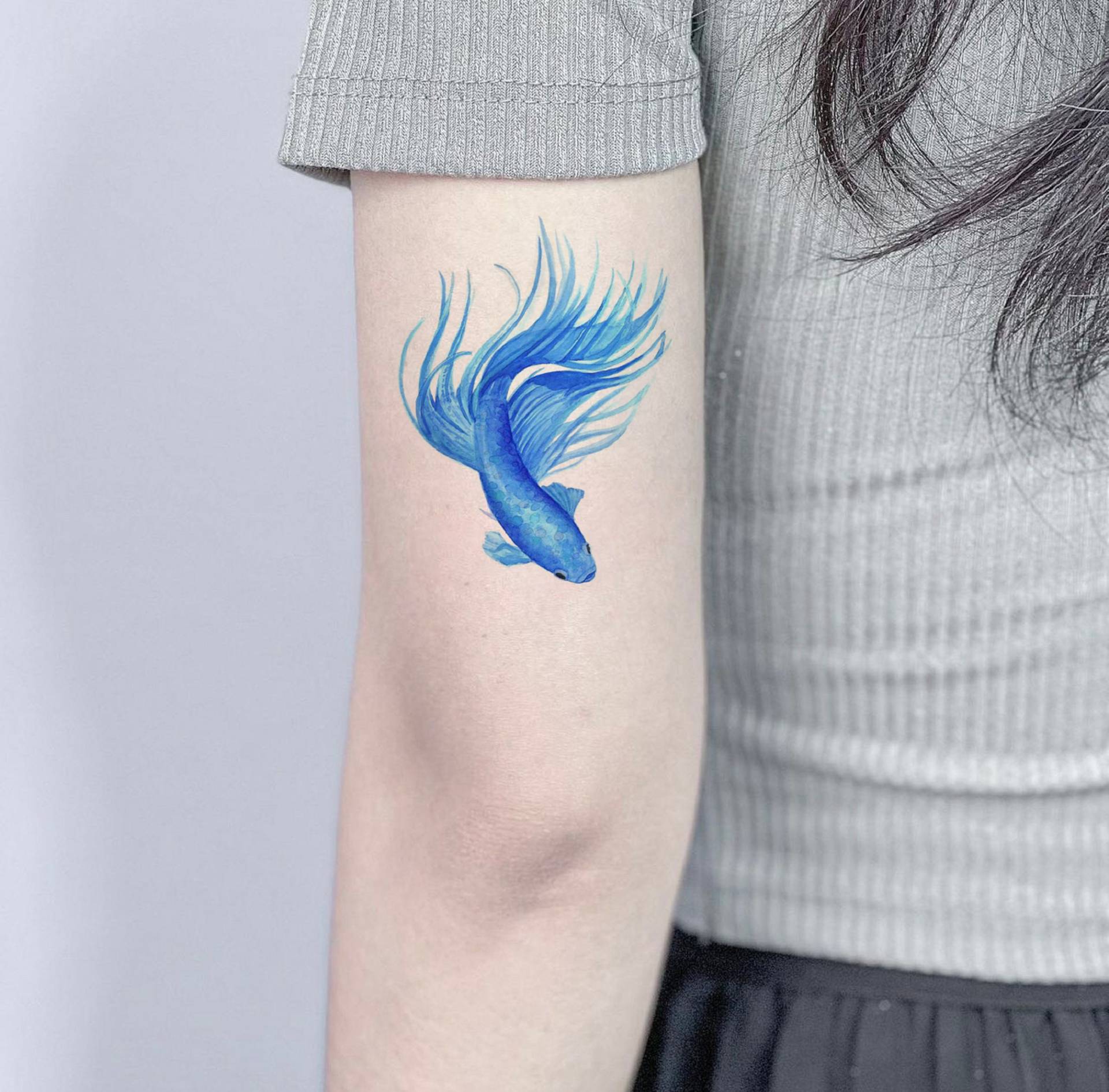 Blaufisch Temporäres Tattoo, Gefälschtes Abnehmbares Wasserdichtes Tattoo-Liebhaber Geschenk, Tattoo-Aufkleber, Umweltfreundliches Tattoo von SPatrickStore