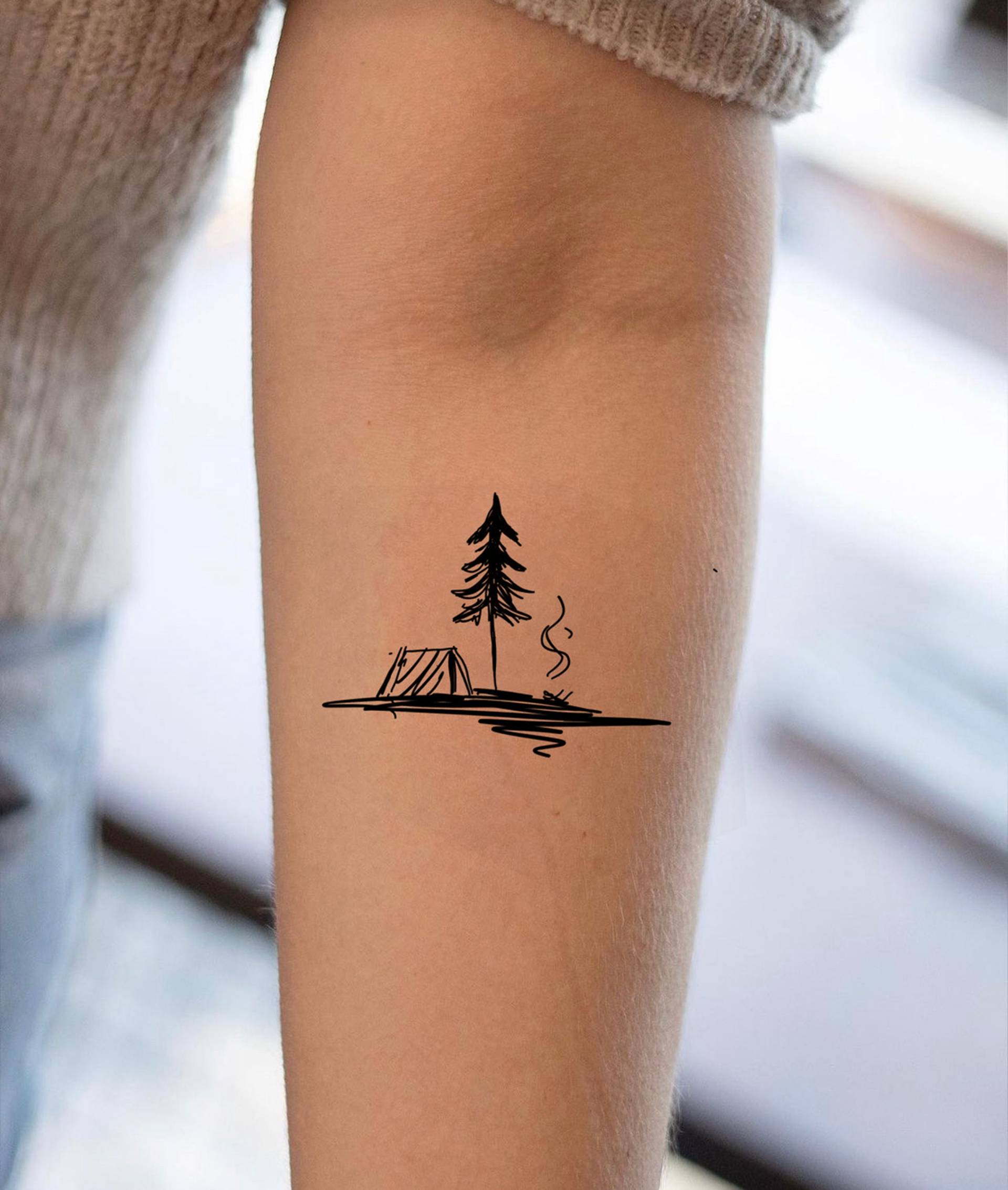 Camping Temporäres Tattoo, Fake Natur Wasserdichtes Tattoo-Liebhaber Geschenk, Tattoo Aufkleber von SPatrickStore