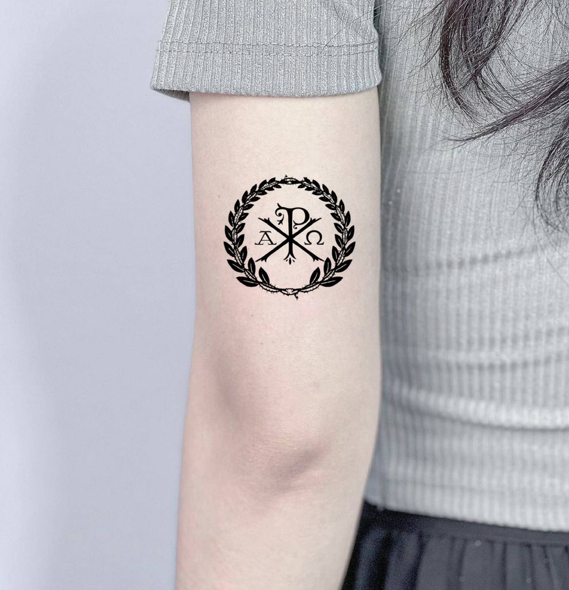 Chi Rho Temporäres Tattoo, Fake Symbol Abnehmbares Wasserdichtes Tattoo Liebhaber Geschenk, Aufkleber von SPatrickStore