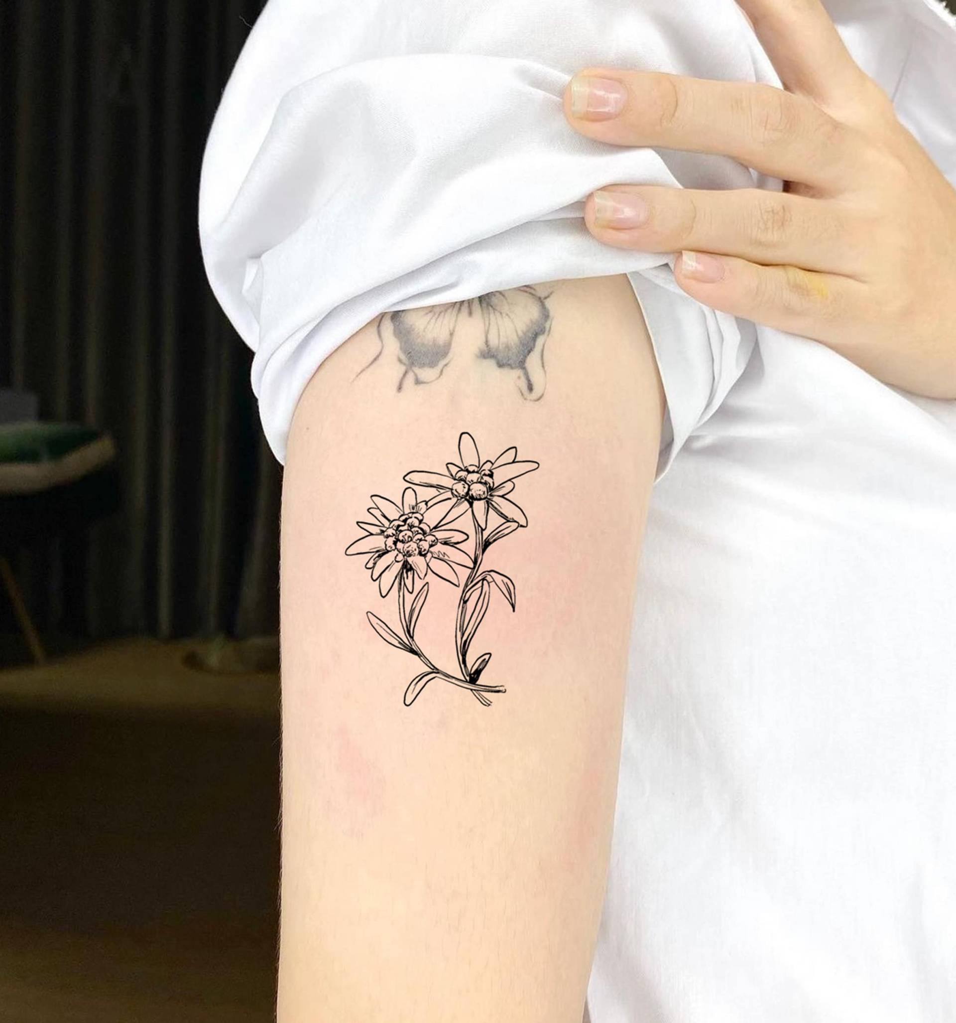 Edelweiss Blume Temporäres Tattoo, Fake Tattoo Künstler Geschenk, Wasserdichtes Tattoo-Liebhaber Blumen Floral von SPatrickStore