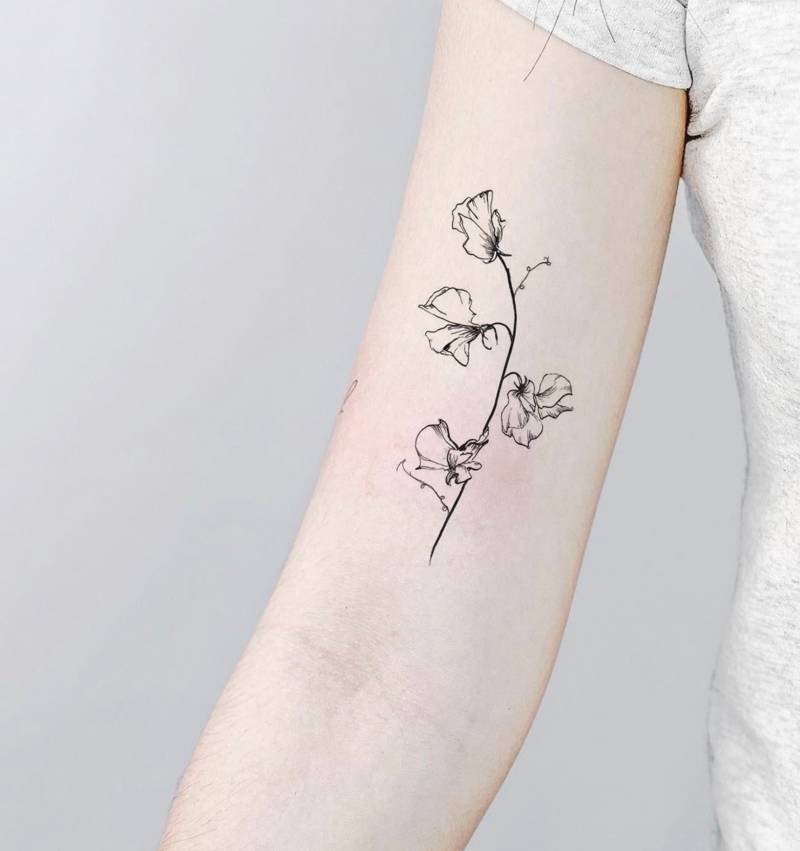 Erbse Blume Temporäres Tattoo, Fake Tattoo Künstler Geschenk, Wasserdichtes Tattoo-Liebhaber Blumen Floral von SPatrickStore