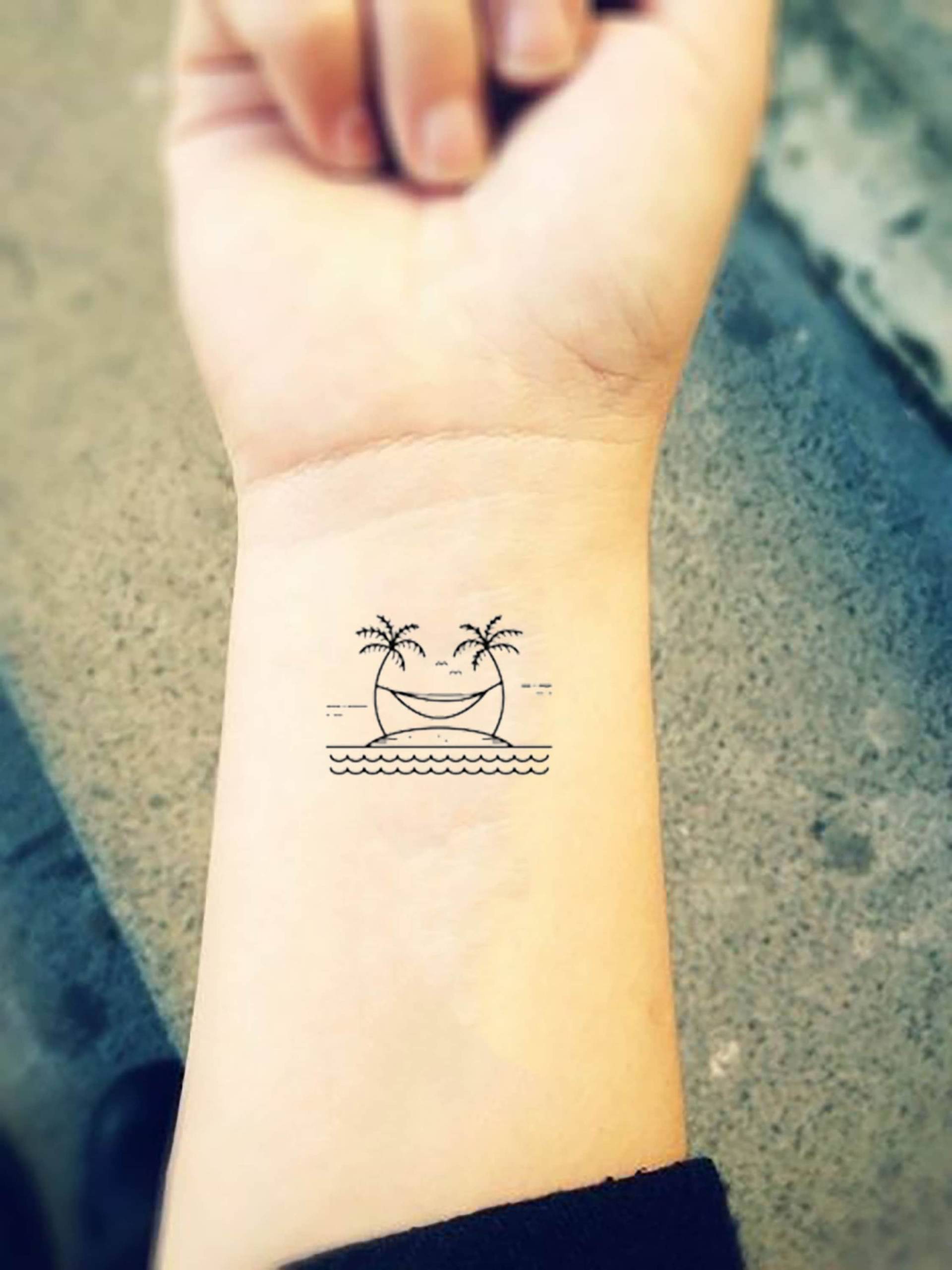 Individuelles Tattoo Für Sommerurlaub - Insel Tattoo, Strand Camping Picknick Reisen Tattoos Personalisierte Temporäres Liebhaber von SPatrickStore