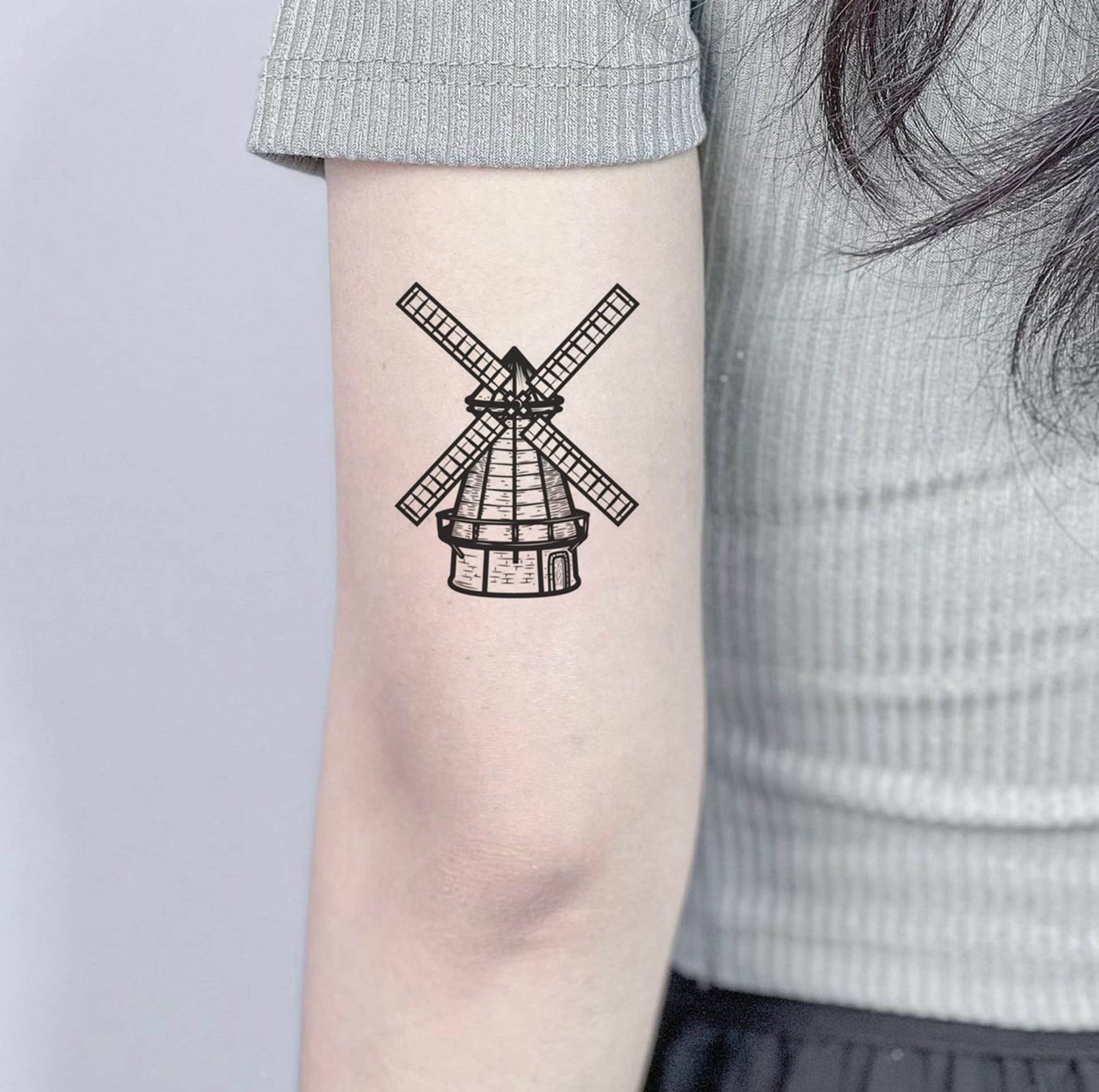 Windmühle Temporäres Tattoo, Fake Wasserfestes Entfernbares Tattoo-Liebhaber Geschenk, Flash Tattoo Blatt, Aufkleber von SPatrickStore