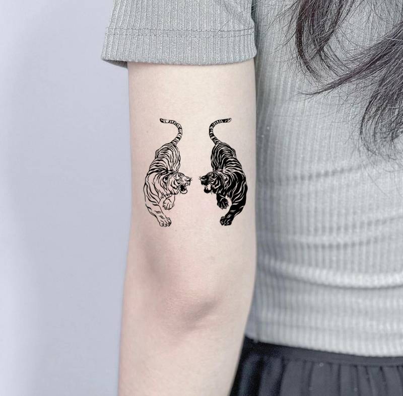 Yin Yang Tigers Temporäres Tattoo, Fake Wasserdichtes Entfernbares Tattoo-Liebhaber Geschenk, Flash Tattoo Sheet, Aufkleber von SPatrickStore