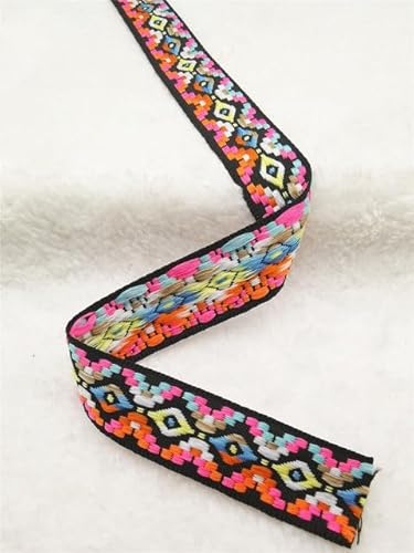5 Yards 1 Zoll 25 mm bunte florale geometrische Jacquard-bestickte Bänder DIY Dekoration Gurtbandbesatz-M23 25 mm, 5 Yards von SPeesy