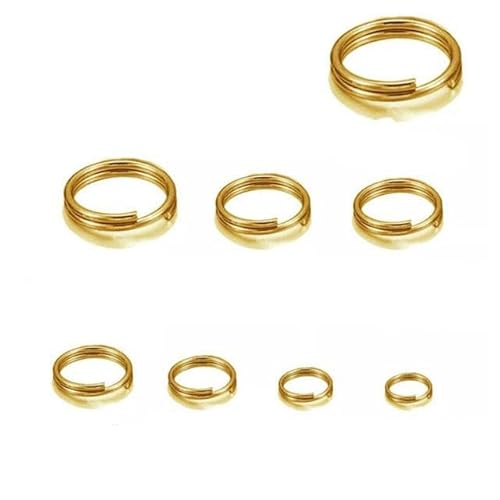 50/100 Stück 6–15 mm goldfarbener Edelstahl mit offenem Sprung, runder Spaltring, Doppelschlaufenverbinder für DIY-Schmuckherstellungszubehör, Goldstahl, 0,6 x 5 mm 50/100 Stück 6–15 mm goldfarbener Edelstahl mit offenem Sprung, runder Spaltring, Doppelschlaufenverbinder für DIY-Schmuckherstellungszubehör, Goldstahl, 0,6 x 5 mm von SPeesy