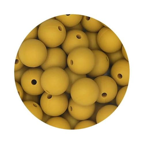 50 Stück 12 mm runde Silikonperlen, BPA-frei, für die Herstellung von DIY-Armbändern, Halsketten, Schmuckzubehör, 50 Stück, Senfgelb 50 Stück 12 mm runde Silikonperlen, BPA-frei, für die Herstellung von DIY-Armbändern, Halsketten, Schmuckzubehör, 50 Stück, Senfgelb von SPeesy