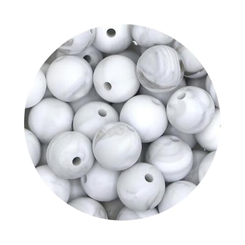 50 Stück 12 mm runde Silikonperlen, BPA-frei, für die Herstellung von DIY-Armbändern, Halsketten, Schmuckzubehör – 50 Stück Marmor 50 Stück 12 mm runde Silikonperlen, BPA-frei, für die Herstellung von DIY-Armbändern, Halsketten, Schmuckzubehör – 50 Stück Marmor von SPeesy