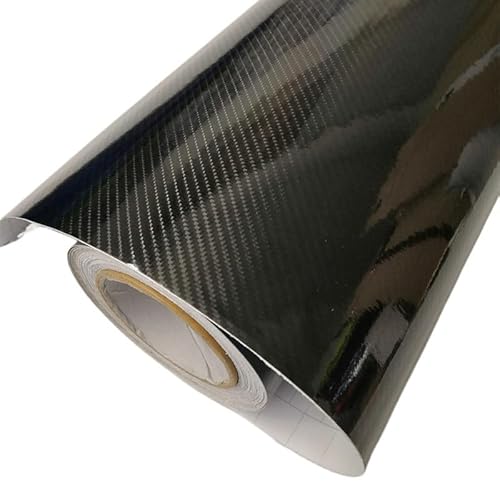 Autofolie 50 * 300 cm 5D 6D Kohlefaser Karosseriefolie Schwarz Glänzend Auto Vinyl Wrap Styling Geschenkpapier for Auto Motor Bike Laptop Auto Folie(6D black,50cmx300cm) von SQIANKUN