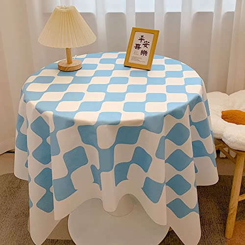 SQMGFA Runde Samt-Tischdecke, 90 x 150 cm, Schachbrett-Design, perfekt für Wohnzimmer, Couchtisch, Schreibtischabdeckung, elegante Heimdekoration und stilvolle Tischdecke, Hellblau SQMGFA Runde Samt-Tischdecke, 90 x 150 cm, Schachbrett-Design, perfekt für Wohnzimmer, Couchtisch, Schreibtischabdeckung, elegante Heimdekoration und stilvolle Tischdecke, Hellblau von SQMGFA