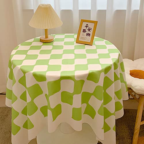 SQMGFA Runde Samt-Tischdecke – Schachbrett-Design für Wohnzimmer und Couchtisch, elegante Schreibtischdecke, Hellgrün SQMGFA Runde Samt-Tischdecke – Schachbrett-Design für Wohnzimmer und Couchtisch, elegante Schreibtischdecke, Hellgrün von SQMGFA