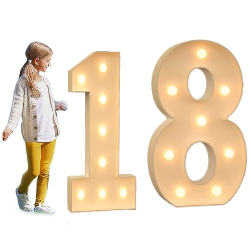 70 cm/100 cm 120 cm Festzelt-Leuchtzahlen for Geburtstagsfeier, Mosaik-Zahlen, KT-Schaumstoffplatten-Zahlen mit LED-Glühbirne, Hintergrund-Dekor, DIY-Set for Jubiläumsdekoration ( Color : Number 18 , von SQWHIIY