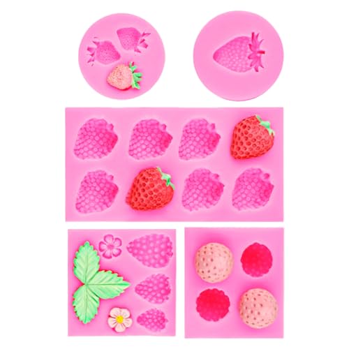 SQXBK Silikonformen zum Backen, Rosa, 105,7/55/53/51 mm, Modellierwerkzeug, für Blumen- und Erdbeerform, 5 Stück SQXBK Silikonformen zum Backen, Rosa, 105,7/55/53/51 mm, Modellierwerkzeug, für Blumen- und Erdbeerform, 5 Stück von SQXBK