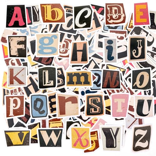SREBIWO 156 Stück Vintage Buchstaben Aufkleber Selbstklebend Wasserdicht Mehrfarbig Alphabet Aufkleber für DIY Scrapbook Stickers Briefkästen Reisetasche Laptop SREBIWO 156 Stück Vintage Buchstaben Aufkleber Selbstklebend Wasserdicht Mehrfarbig Alphabet Aufkleber für DIY Scrapbook Stickers Briefkästen Reisetasche Laptop von SREBIWO