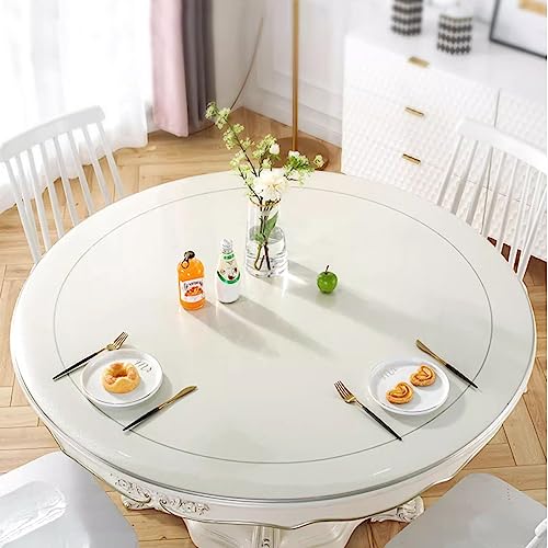SRHIMEOS Runde Transparente Tischdecke, Transparent Tischfolie Durchsichtig PVC Tischschutz, Fettdicht Tischschutzfolie, Tischdecke Abwaschbar PVC Plastik, für Zuhause, Küche (Dia 190cm/75in) von SRHIMEOS