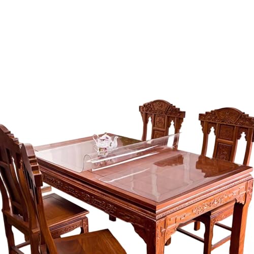 SRHIMEOS Tischdecke Transparent Tischfolie, Plastik Tischfolie Transparent, Rechteckige Tischdecke Abwaschbar PVC, Durchsichtige Tischfolie pflegeleicht, Kratzfest (130x240cm/51x94in) von SRHIMEOS