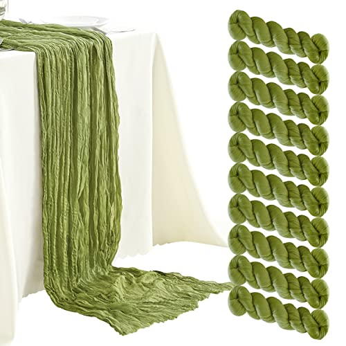 10 Stück Olivgrüne Käsetuch-Tischläufer, 3 m breit, Gaze-Tischläufer, Boho-Tischläufer für Brautparty, Hochzeit, Geburtstag, Party, Tischdekoration 10 Stück Olivgrüne Käsetuch-Tischläufer, 3 m breit, Gaze-Tischläufer, Boho-Tischläufer für Brautparty, Hochzeit, Geburtstag, Party, Tischdekoration von SRIZIAN