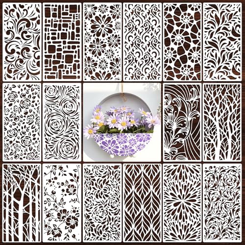 SRIZIAN 16 Stück Schablonen Set, Wiederverwendbar Kunststoff Schablonen Vorlagen, Kunststoff Vorlagen für Handwerk Malschablone Schablonen für Möbel Wand Wohnkultur Scrapbooking SRIZIAN 16 Stück Schablonen Set, Wiederverwendbar Kunststoff Schablonen Vorlagen, Kunststoff Vorlagen für Handwerk Malschablone Schablonen für Möbel Wand Wohnkultur Scrapbooking von SRIZIAN