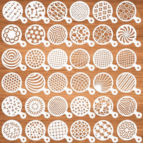 SRIZIAN 36 Stück Schablonen Set, 9.7x7cm Geometrische Kaffee Schablonen Wiederverwendbar Kunststoff Schablonen Vorlagen für Kekse Backen Malen Dessert Dekoration SRIZIAN 36 Stück Schablonen Set, 9.7x7cm Geometrische Kaffee Schablonen Wiederverwendbar Kunststoff Schablonen Vorlagen für Kekse Backen Malen Dessert Dekoration von SRIZIAN