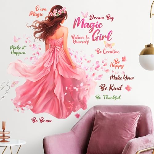 SRIZIAN Fairy Girl Wandaufkleber, Rosa Blume Abziehbild, Inspirierende Zitate Kinderzimmer Wandaufkleber für Jugendliche Zimmer Schlafzimmer Spielzimmer Wohnzimmer Home Decor SRIZIAN Fairy Girl Wandaufkleber, Rosa Blume Abziehbild, Inspirierende Zitate Kinderzimmer Wandaufkleber für Jugendliche Zimmer Schlafzimmer Spielzimmer Wohnzimmer Home Decor von SRIZIAN