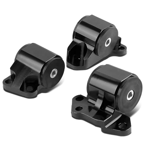 SRKATI Getriebehalterung 2 Loch Bolzen Motor Swap Halterungen Kit Fit Für Honda Civic Zb D15 D16 B16 B17 B18 Motorlager(1inch 3pcs Black) von SRKATI