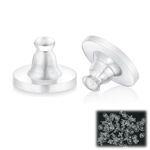 100er-Pack transparenter Ohrstecker-Verschluss aus Silikon, 11 x 7 mm, für Ohrstecker und Stifte, sichere,Bequeme, Rutschfeste Ohrringverschlüsse für Mehr Sicherheit (11 mm Durchmesser) von SRLWMYI
