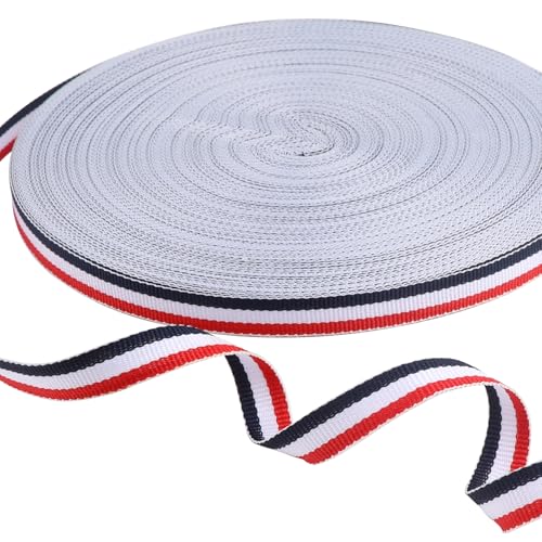 SRLWMYI Geschenkband Rot, Weiß & Marineblau Dreifarbiges Band Schleifenband 10mm für Bastelarbeiten Geschenkverpackungen Weihnachten Stoff Schleife Haare Hochzeit Geburtstag Geschenke Schnürung Band SRLWMYI Geschenkband Rot, Weiß & Marineblau Dreifarbiges Band Schleifenband 10mm für Bastelarbeiten Geschenkverpackungen Weihnachten Stoff Schleife Haare Hochzeit Geburtstag Geschenke Schnürung Band von SRLWMYI