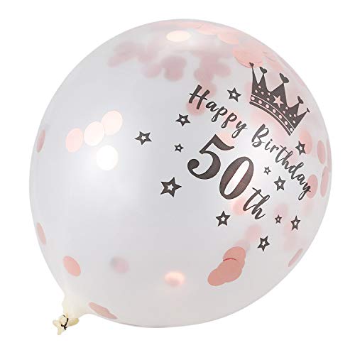 SRMAN 5 x 30,5 cm große Konfetti-Luftballons, Latex, Rosa, Geburtstagsballons, 50 Jahre alt, Jahrestag, Hochzeit, Party, Dekoration von SRMAN