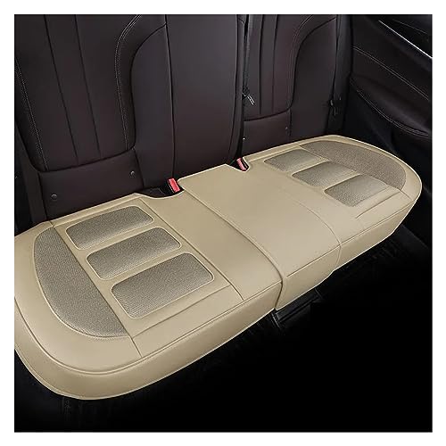 SRQORT Auto-Sitzbezug Netzstoff + Leder Autositzbezug Atmungsaktives Fahrersitzkissen Universeller Autositz-Innenschutz Anti-Rutsch-Pad Autositzbezüge(Beige Rear 1pcs) von SRQORT