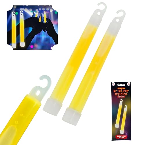 Gelbe Knicklichter für Kinder und Erwachsene, 15 cm, ultrahelle Leuchtstäbe mit Haken zum Aufhängen, ideal für Halloween, Hochzeit, Weihnachten, 2 Stück von SRV Hub