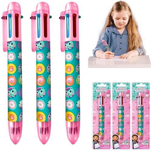Gabby's Dollhouse 6-in-1 einziehbarer Kugelschreiber, Regenbogenfarben, bunte Tinte, feine Spitze, niedlicher Schreibstift für Mädchen, Schule und kreativen Spaß, 3 Stück Gabby's Dollhouse 6-in-1 einziehbarer Kugelschreiber, Regenbogenfarben, bunte Tinte, feine Spitze, niedlicher Schreibstift für Mädchen, Schule und kreativen Spaß, 3 Stück von SRV Hub